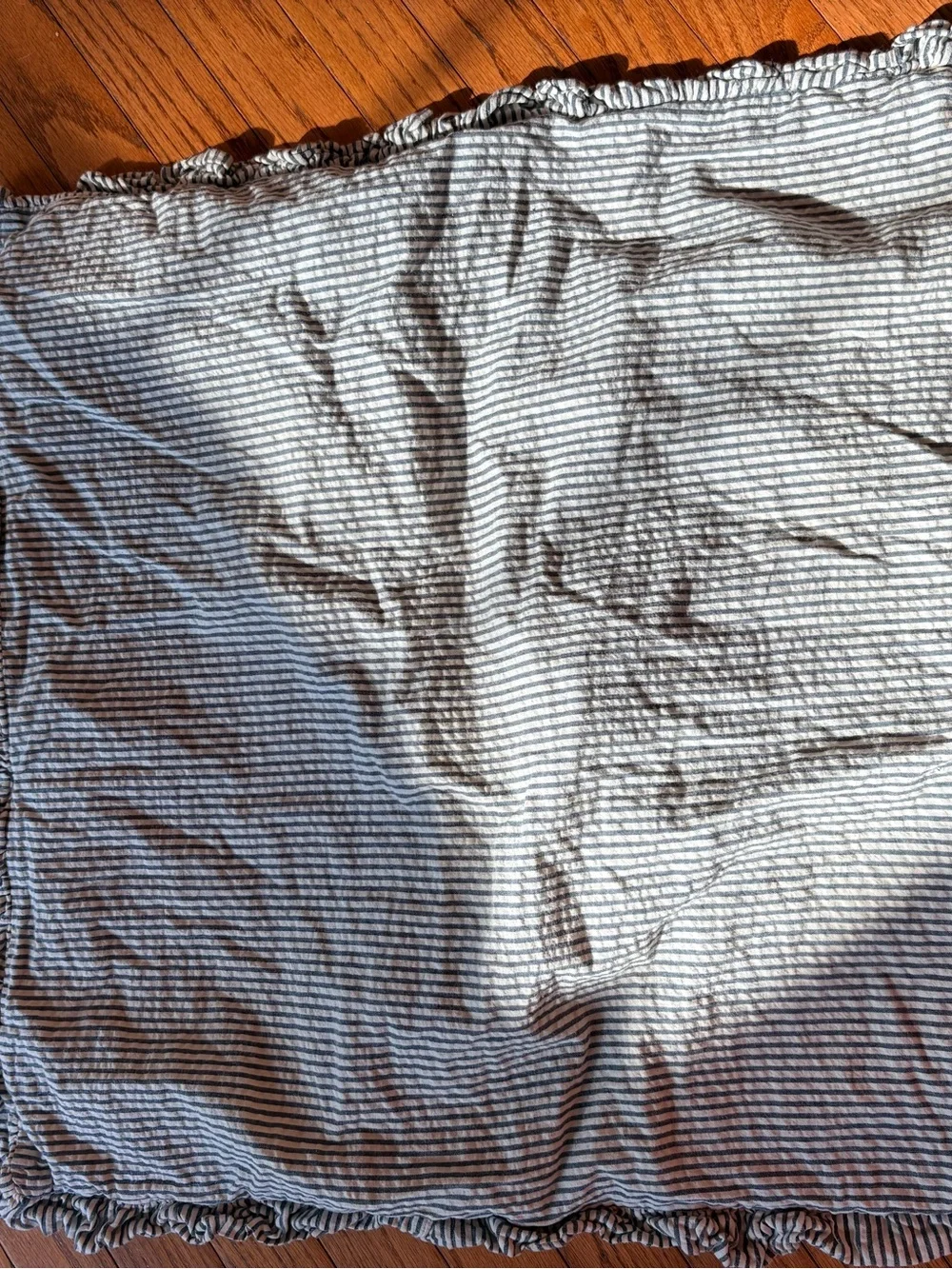 Vhc Brand Sawyer Mill Ticking Classic Ruffle Euro Shams in Light Gray by
